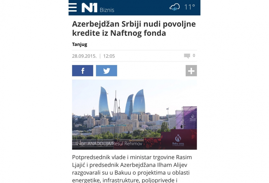 Serbiya Baş nazirinin müavininin Bakıya səfəri yerli mətbuatın diqqət mərkəzindədir