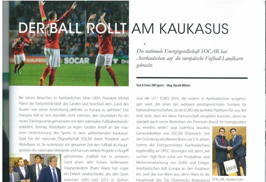 Austrian Sports & Business magazine publishes article on sports in Azerbaijan