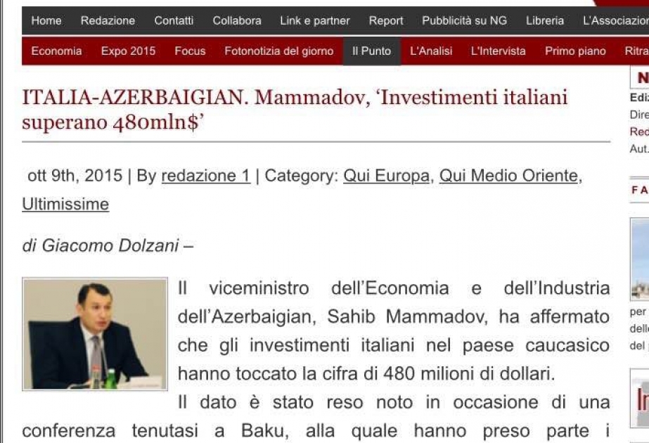 Notizie Geopolitiche analyzes Azerbaijan-Italy economic relations