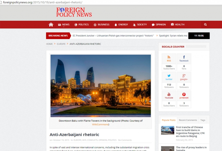 Американское аналитическое издание "Foreign Policy News": "Азербайджан играет ключевую, стержневую роль на Южном Кавказе и Ближнем Востоке"