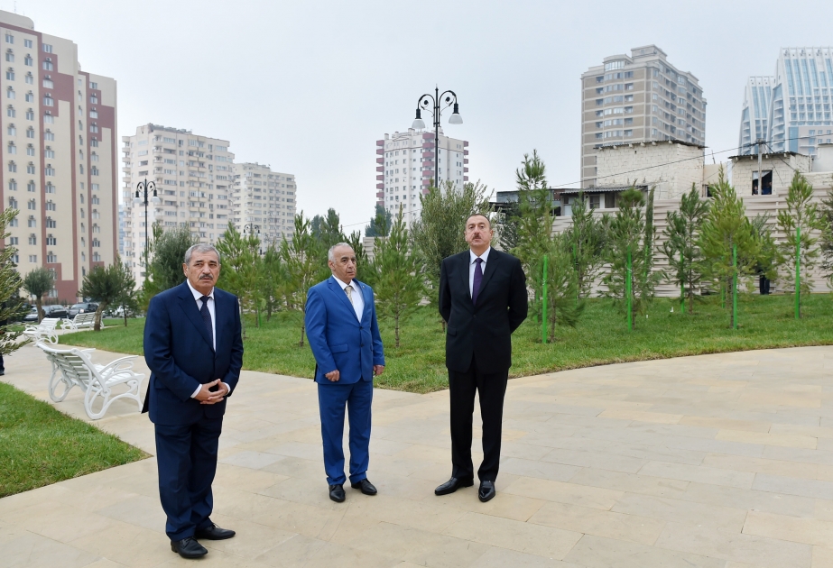 伊利哈姆·阿利耶夫总统视察巴库市新建公路、公园、街道的开通情况