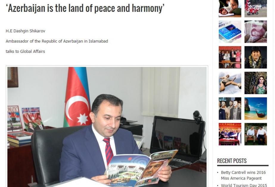 Pakistanın “Qlobal Affairs” jurnalının oxucuları Azərbaycan həqiqətləri barədə məlumatlandırılıblar
