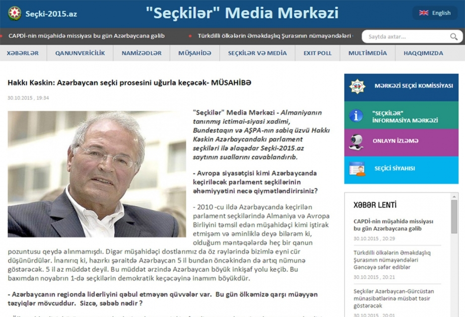 Hakkı Kəskin: Azərbaycan seçki prosesini uğurla keçəcək