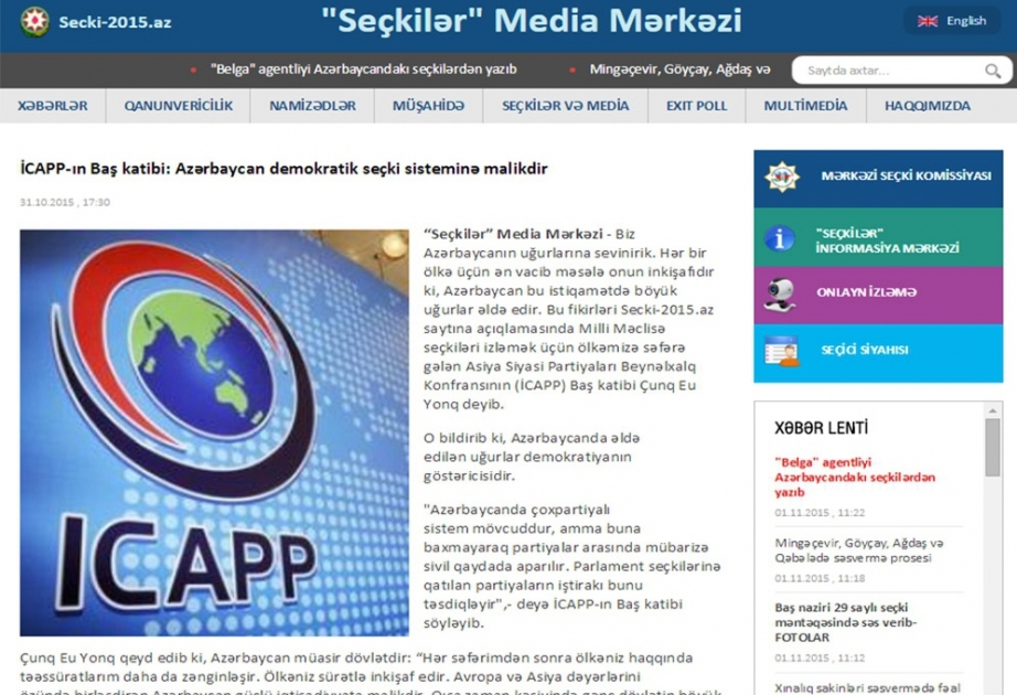ICAPP-Generalsekretär: Aserbaidschan hat ein demokratisches Wahlsystem