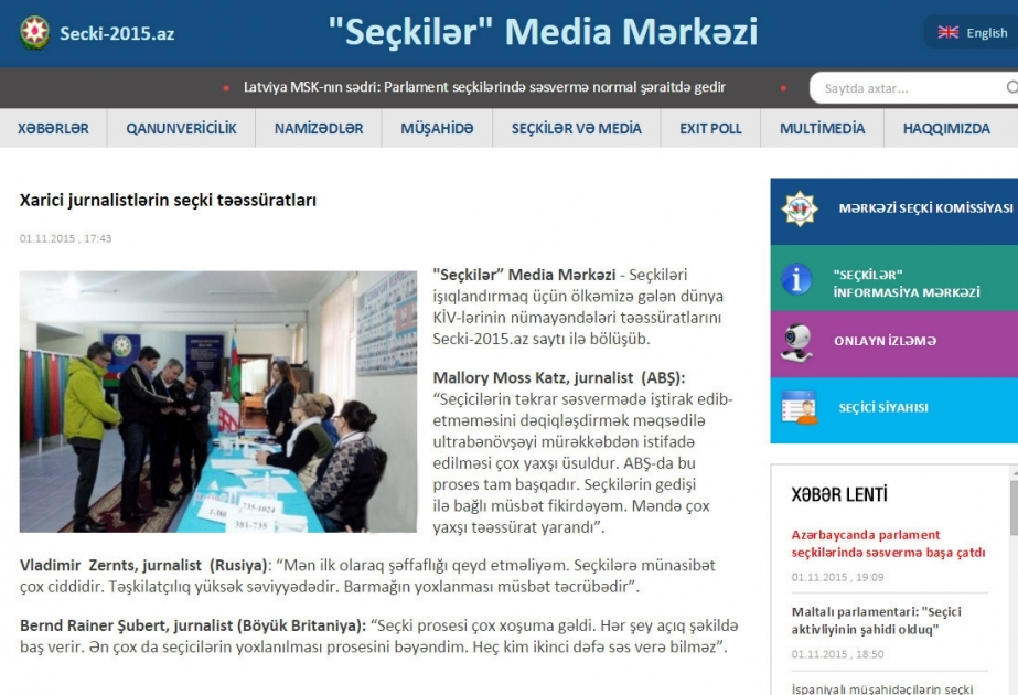 Xarici jurnalistlərin seçki təəssüratları