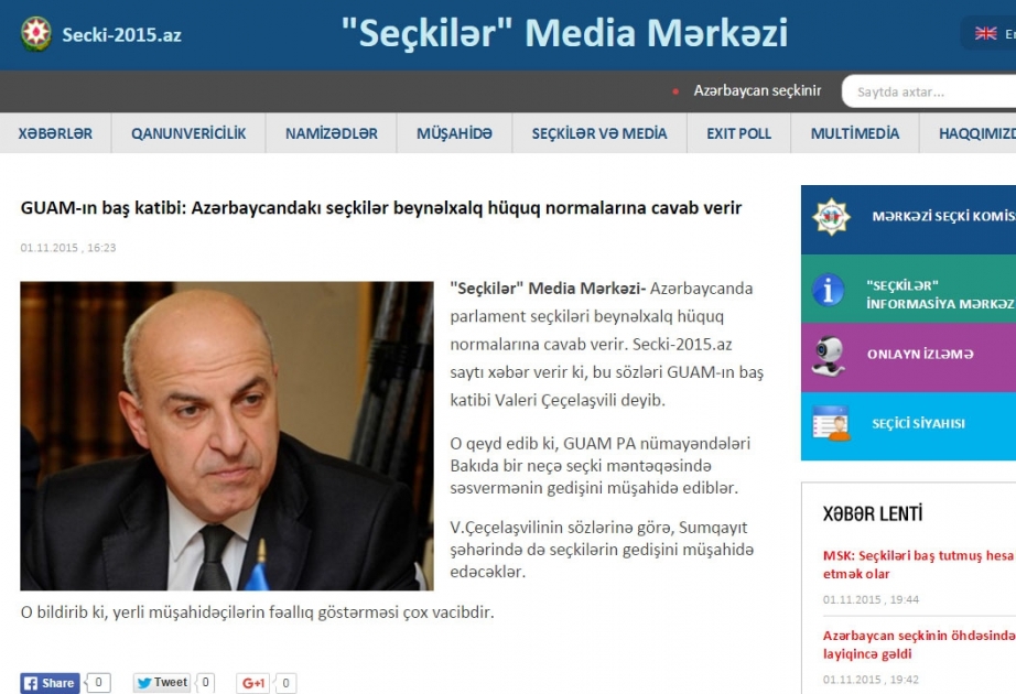 GUAM-ın baş katibi: Azərbaycandakı seçkilər beynəlxalq hüquq normalarına cavab verir