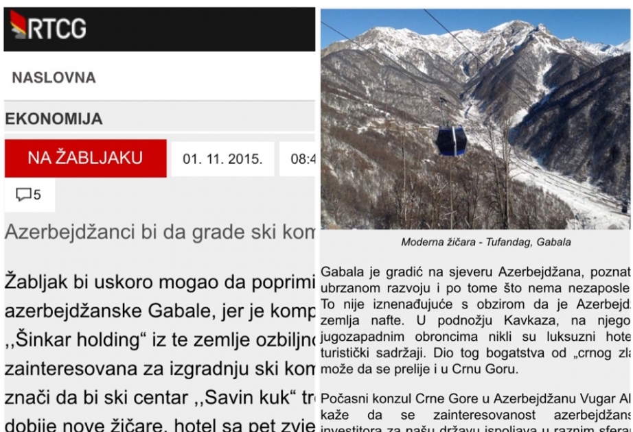 Monteneqronun teleradio kanalı Qəbələnin turizm potensialından bəhs edib