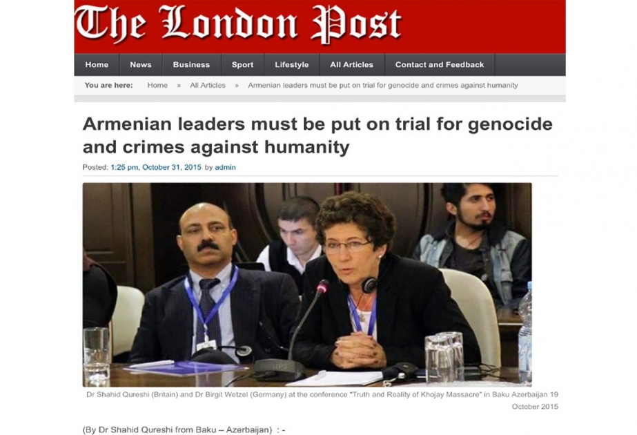 London Post: Armenian leaders must be put on trial for genocide and crimes against humanity