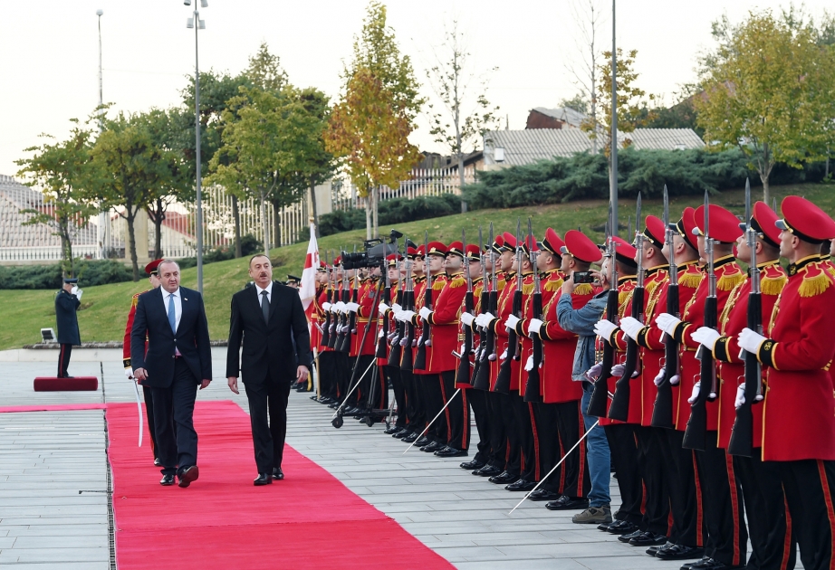 Official welcoming ceremony for President Ilham Aliyev was held in Tbilisi VIDEO