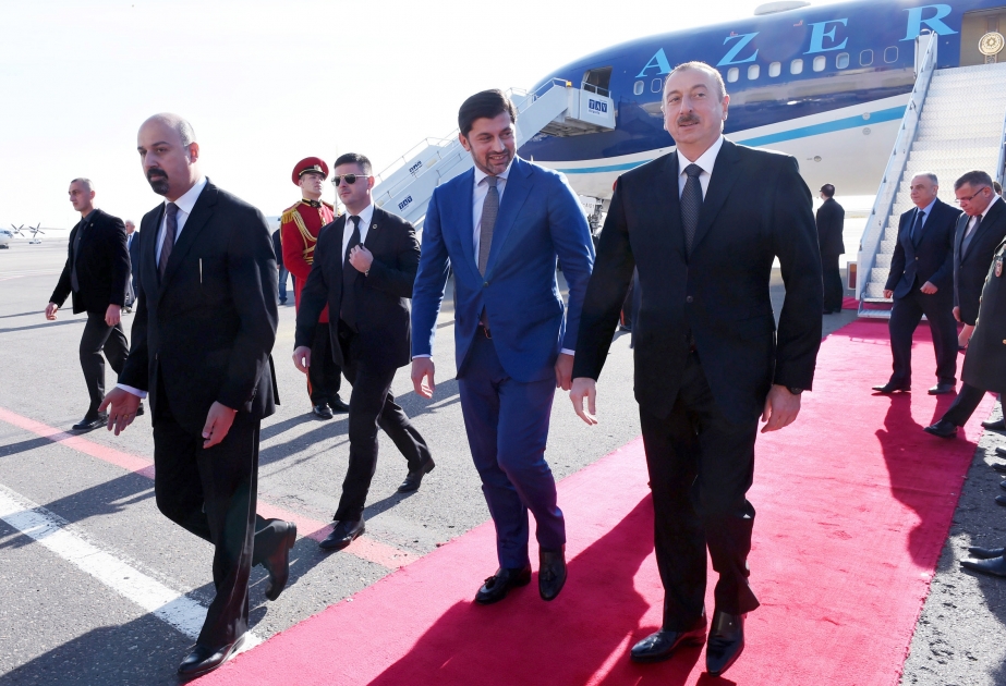 President Ilham Aliyev arrived in Georgia on an official visit VIDEO