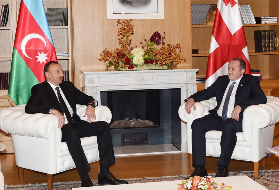 President Ilham Aliyev and President of Georgia Giorgi Margvelashvili held a one-on-one meeting VIDEO