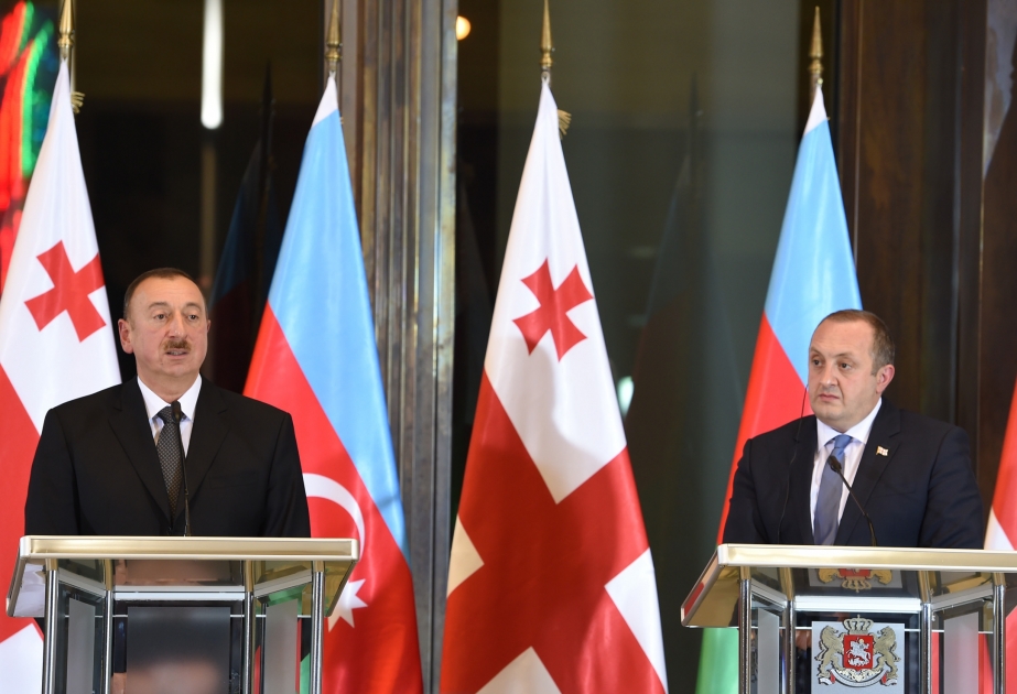 Presidents of Azerbaijan and Georgia made statements for the press VIDEO
