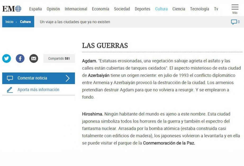 El Mundo: Армяне уничтожили город Агдам