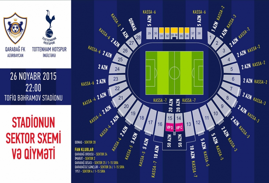 “Qarabağ” – “Tottenham” oyununun biletləri satışa çıxarılıb