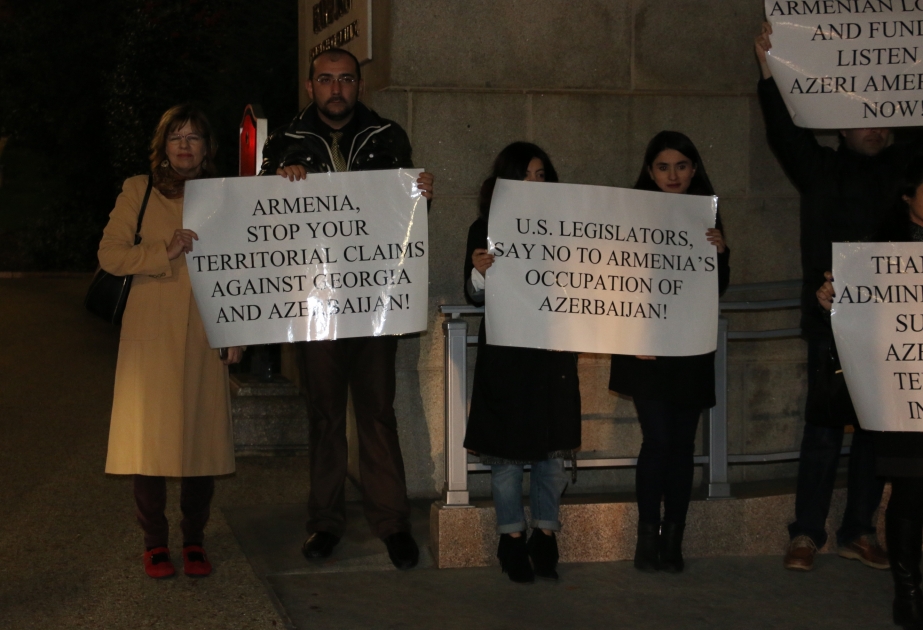 Vaşinqtonda erməni işğalına qarşı etiraz aksiyası keçirilib VİDEO