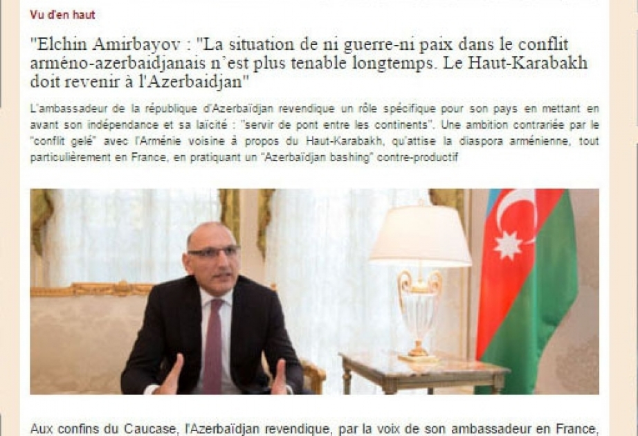 Azərbaycan səfiri Fransa portalına müsahibəsində ölkəmizlə bağlı həqiqətlərdən bəhs edib
