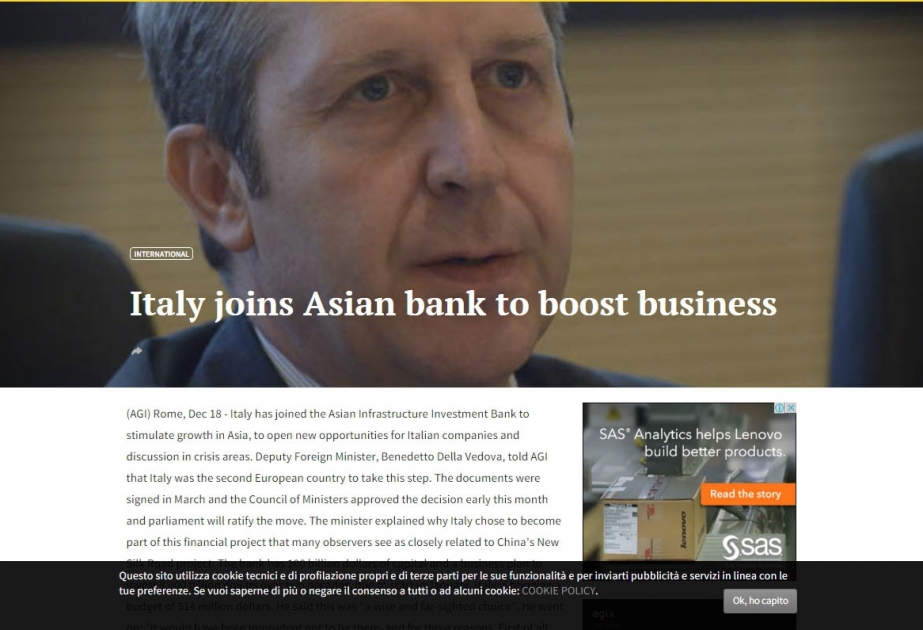 Italy joins Asian Infrastructure Investment Bank