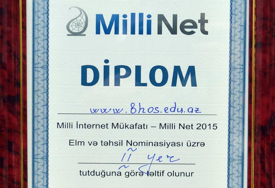 Сайт БВШН занял второе место в конкурсе Milli Net 2015