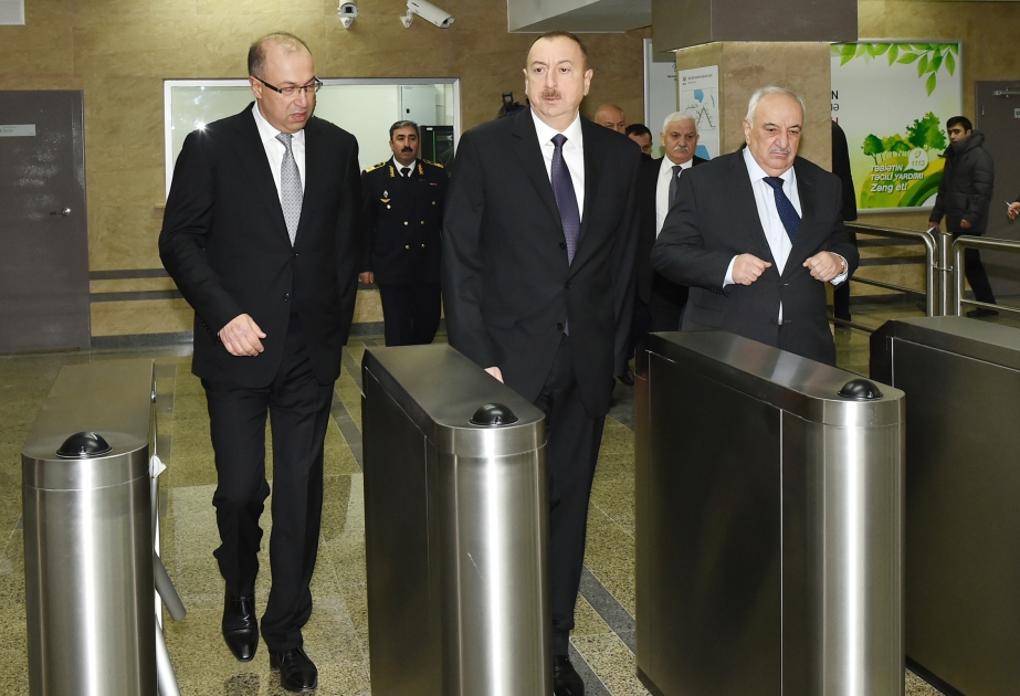 President Ilham Aliyev attended the opening of the second exit of “Elmler Akademiyası” metro station VIDEO