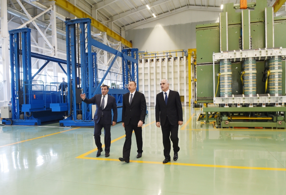 President Ilham Aliyev attended the opening of a large-size transformer plant, and laid a foundation stone for a new enterprise VIDEO
