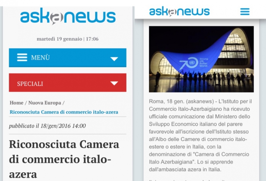 Italy-Azerbaijan Trade Chamber established