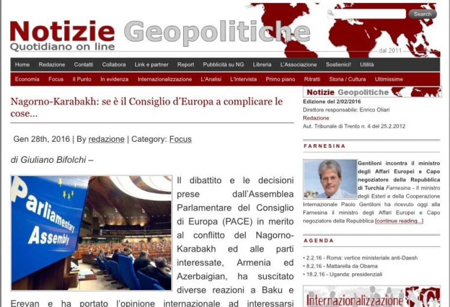 “Notizie geopolitiche” AŞPA-da Sərsəng su anbarı ilə bağlı qəbul olunmuş qətnamədən yazır