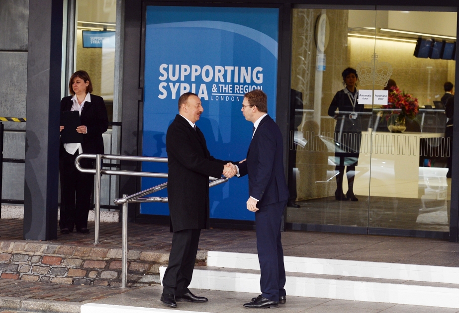 الرئيس الأذربيجاني يشارك في مؤتمر دعم سوريا والمنطقة في لندن