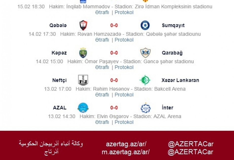 جدول الجولة الحادية والعشرين لدوري أذربيجان الممتاز لكرة القدم