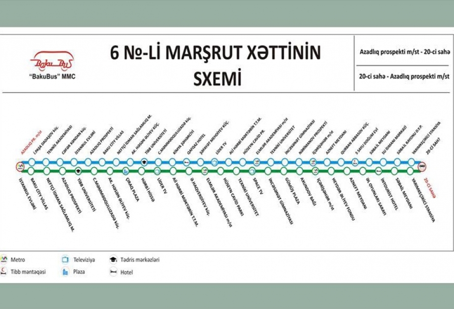 6 nömrəli marşrut avtobusunun hərəkət istiqaməti müvəqqəti dəyişib VİDEO