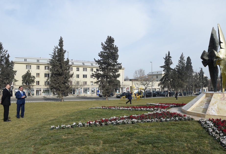 Präsident Ilham Aliyev besucht Park "Ganja: Europäische Jugendhauptstadt 2016" VIDEO