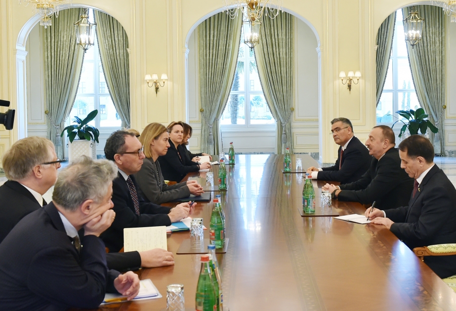 Встреча Президента Азербайджана с верховным представителем Европейского Союза в расширенном составе ВИДЕО