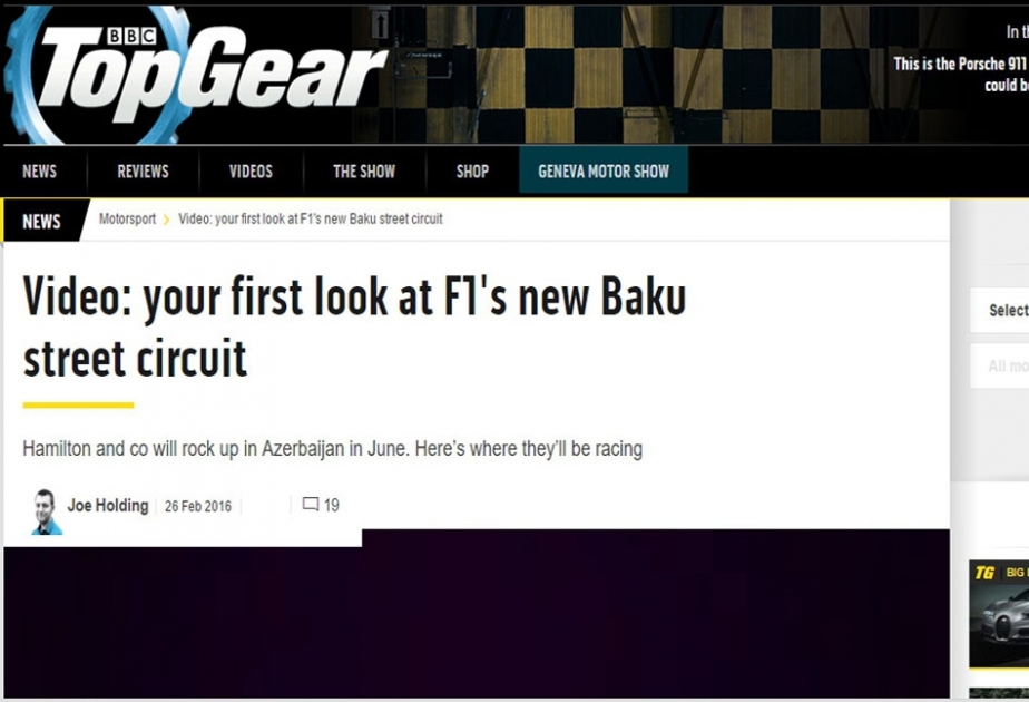 “BBC Top Gear” portalı Bakıda keçiriləcək “Formula-1” yarışlarından yazıb VİDEO