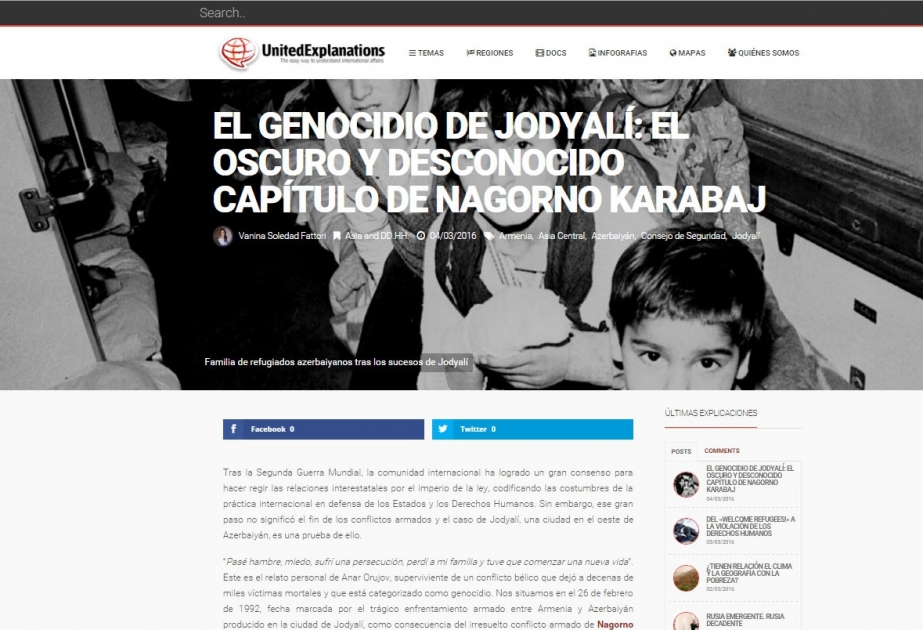 Argentinanın analitik portalı Xocalı soyqırımı haqqında yazır