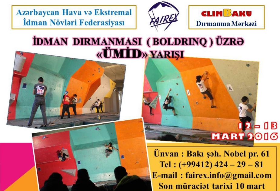 İdman dırmanmasının boldrinq növü üzrə “Ümid” yarışı keçiriləcək