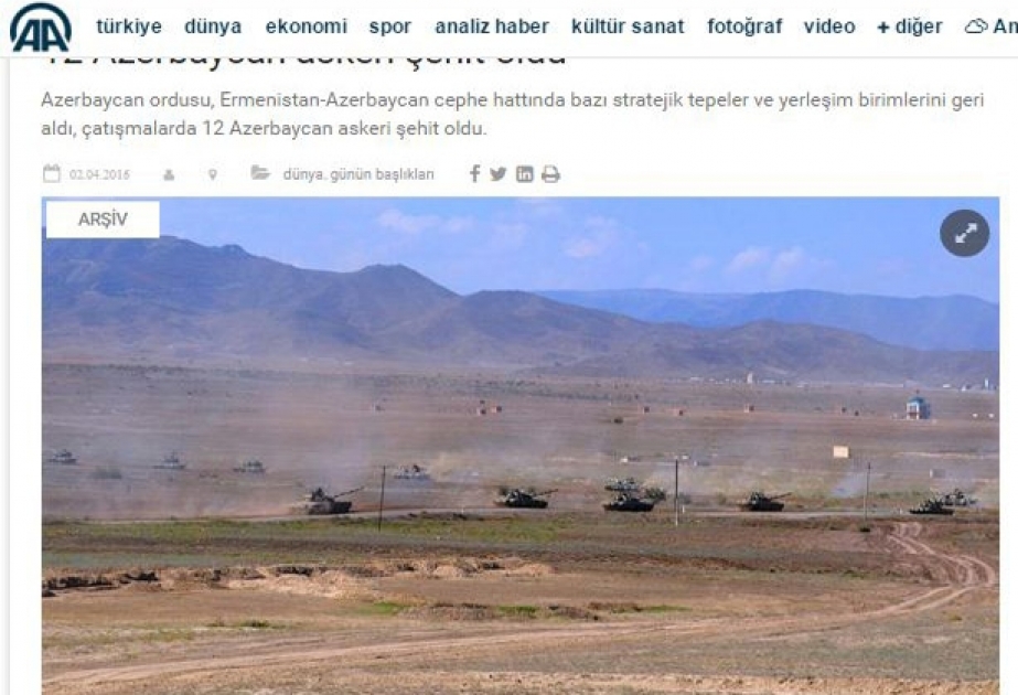 Türkiyə KİV-ləri: Azərbaycan Ordusu strateji yüksəklikləri azad edib
