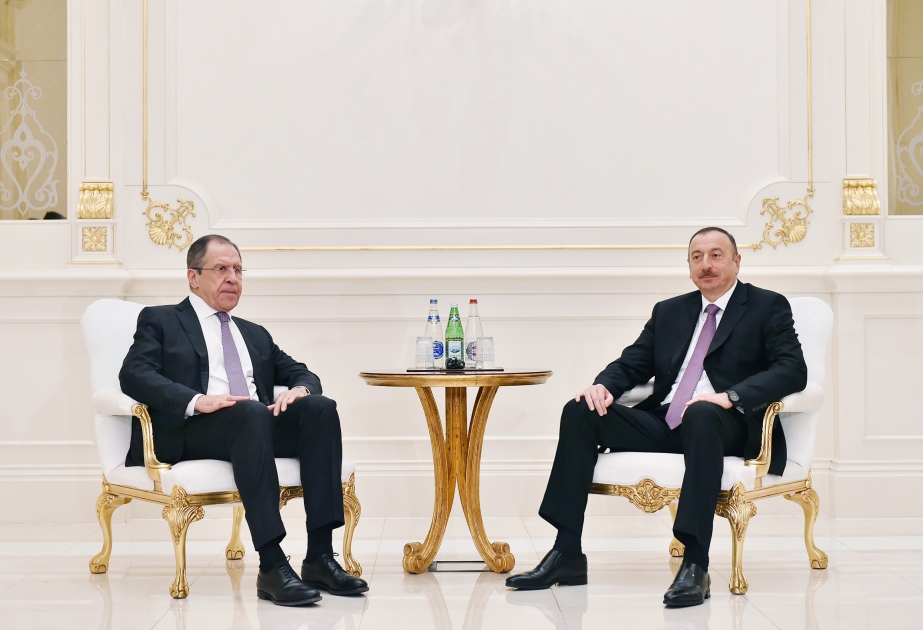 Azərbaycan Prezidenti İlham Əliyev Rusiyanın xarici işlər naziri Sergey Lavrov ilə görüşüb VİDEO