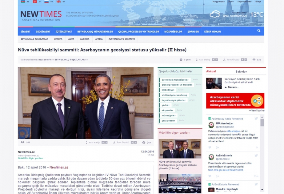 Nüvə təhlükəsizliyi sammiti: Azərbaycanın geosiyasi statusu yüksəlir (II hissə)