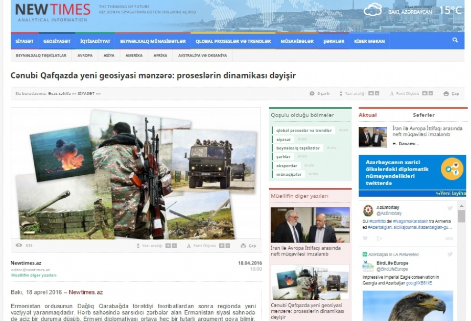Cənubi Qafqazda yeni geosiyasi mənzərə: proseslərin dinamikası dəyişir
