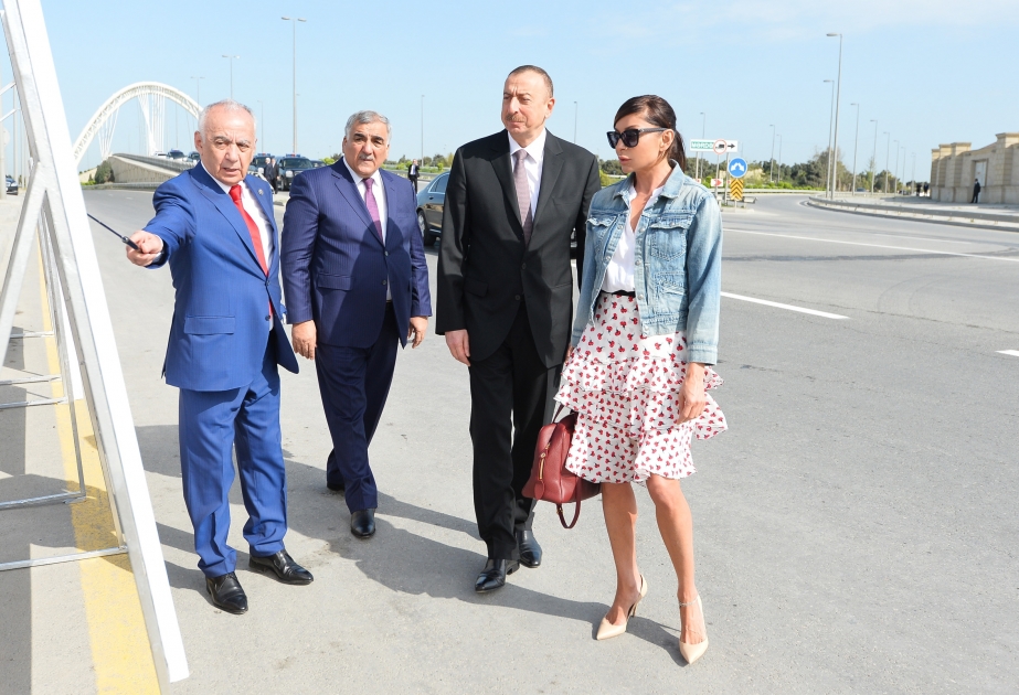 Ali Isazadeh-Straße in der Bina Siedlung nach einer vollständigen Rekonstruktion wieder zur Nutzung übergeben  Präsident Ilham Aliyev inspiziert durchgeführte Bauarbeiten VIDEO