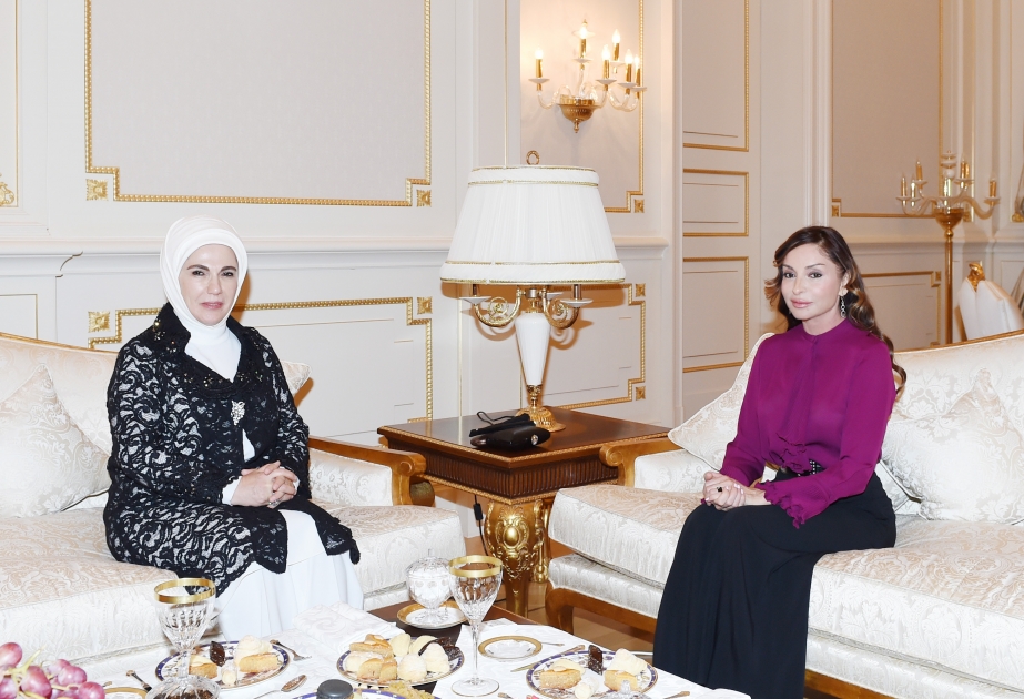 Azerbaijani, Turkish first ladies meet in Baku