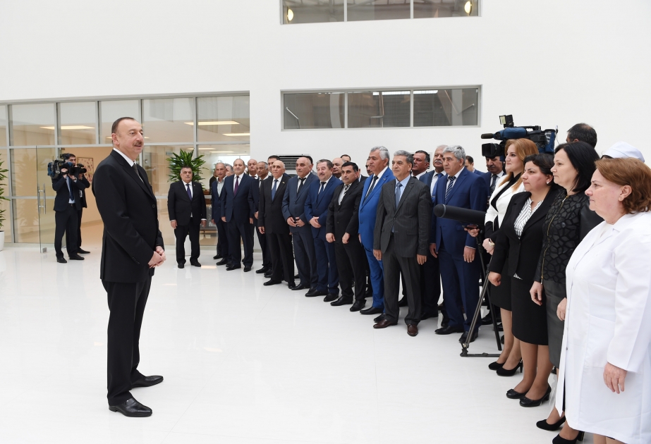 President Ilham Aliyev attended the opening of a new building of Aghsu District Central Hospital VIDEO