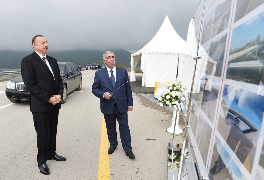 President Ilham Aliyev attended the opening of Mughanli-Yevlakh section of Baku-Shamakhi-Yevlakh highway VIDEO