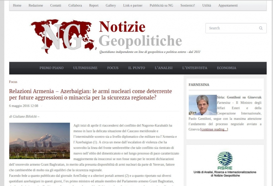 «Notizie Geopolitiche»: посольство Армении не пожелало комментировать вопрос «ядерного оружия»