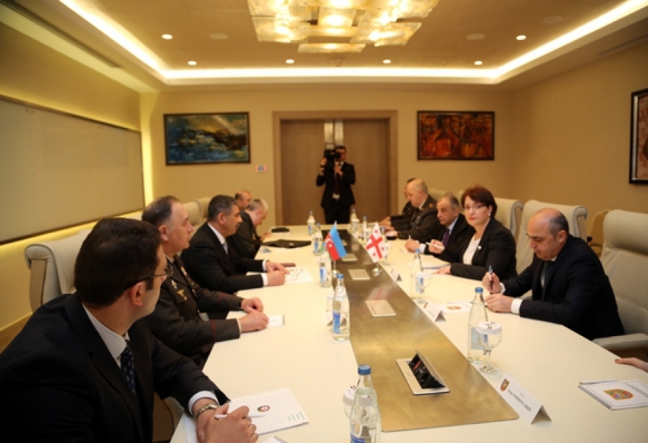 阿塞拜疆国防部长会见格鲁吉亚国防部长
