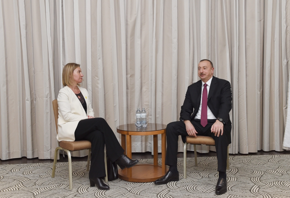 Prezident İlham Əliyevin Vyanada Avropa İttifaqının ali nümayəndəsi ilə görüşü VİDEO