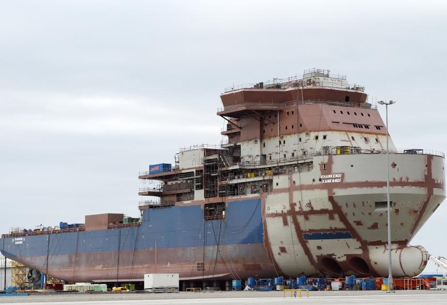 Newly-built Khankendi re-floated at Baku Shipyard