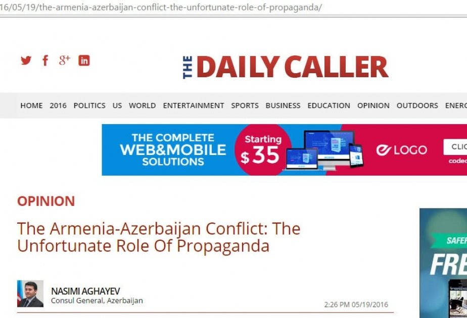 The Daily Caller publishes article of Azerbaijan`s Consul General