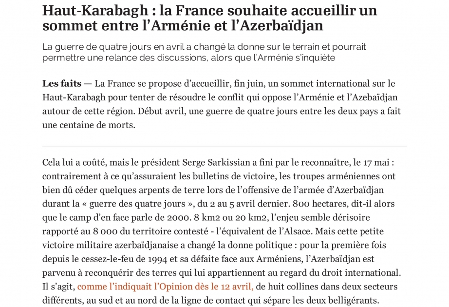 L’Opinion écrit sur le conflit arméno-azerbaïdjanais du Haut-Karabagh