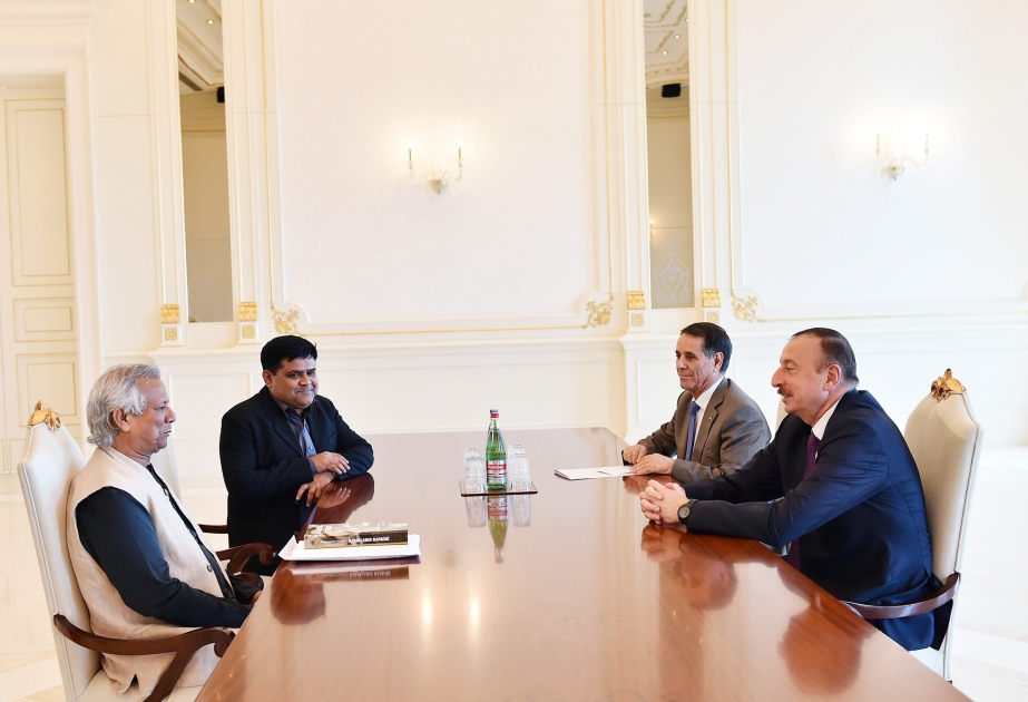 President Ilham Aliyev received Nobel Peace Prize winner Muhammad Yunus VIDEO