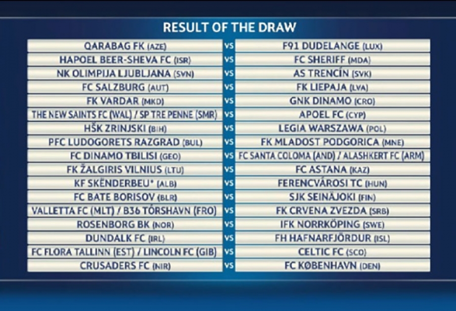 UEFA Çempionlar Liqasında “Qarabağ”ın rəqibi Lüksemburqun “F91 Düdelanj” komandası olacaq